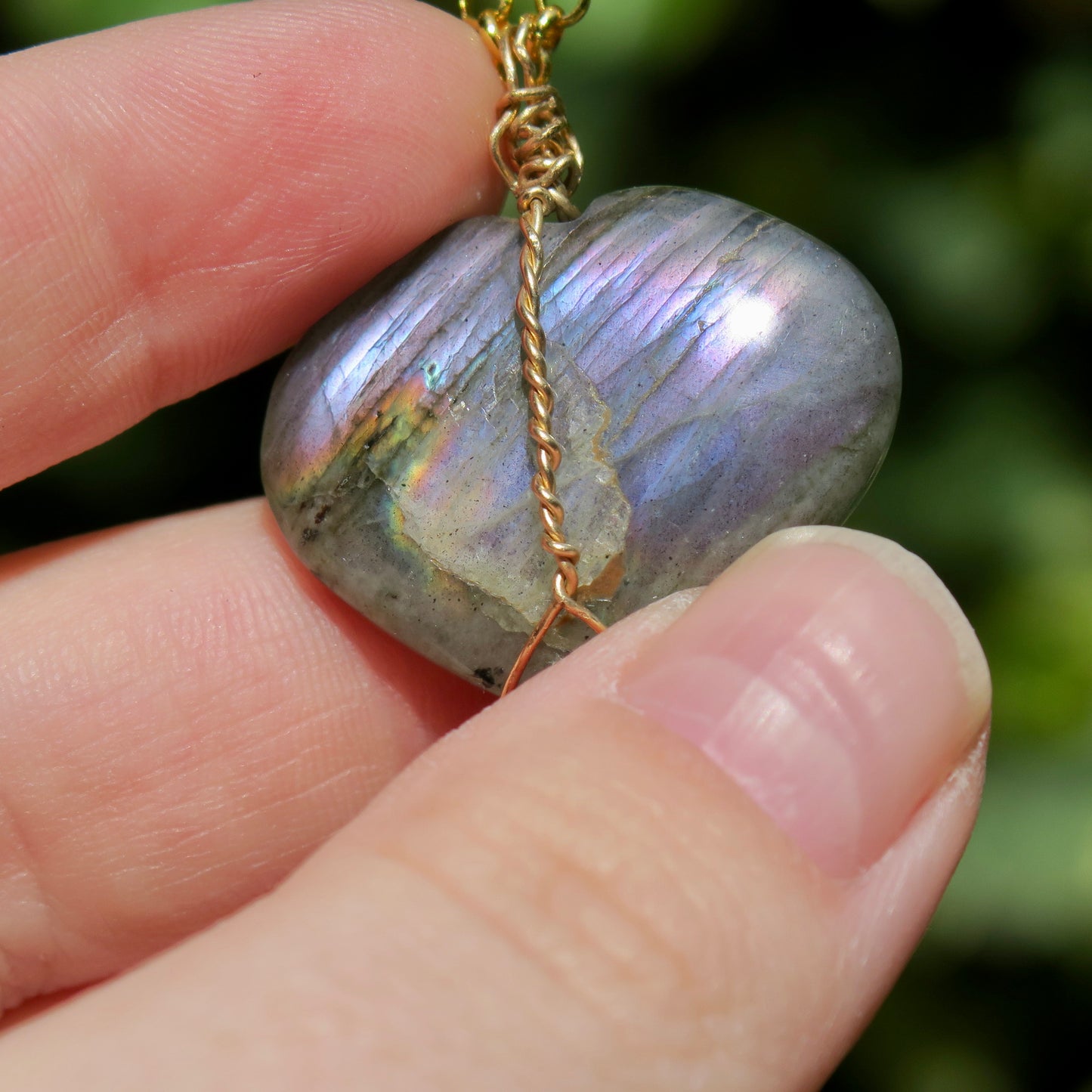 Large Labradorite Heart Pendant | 14k Gold-Fill