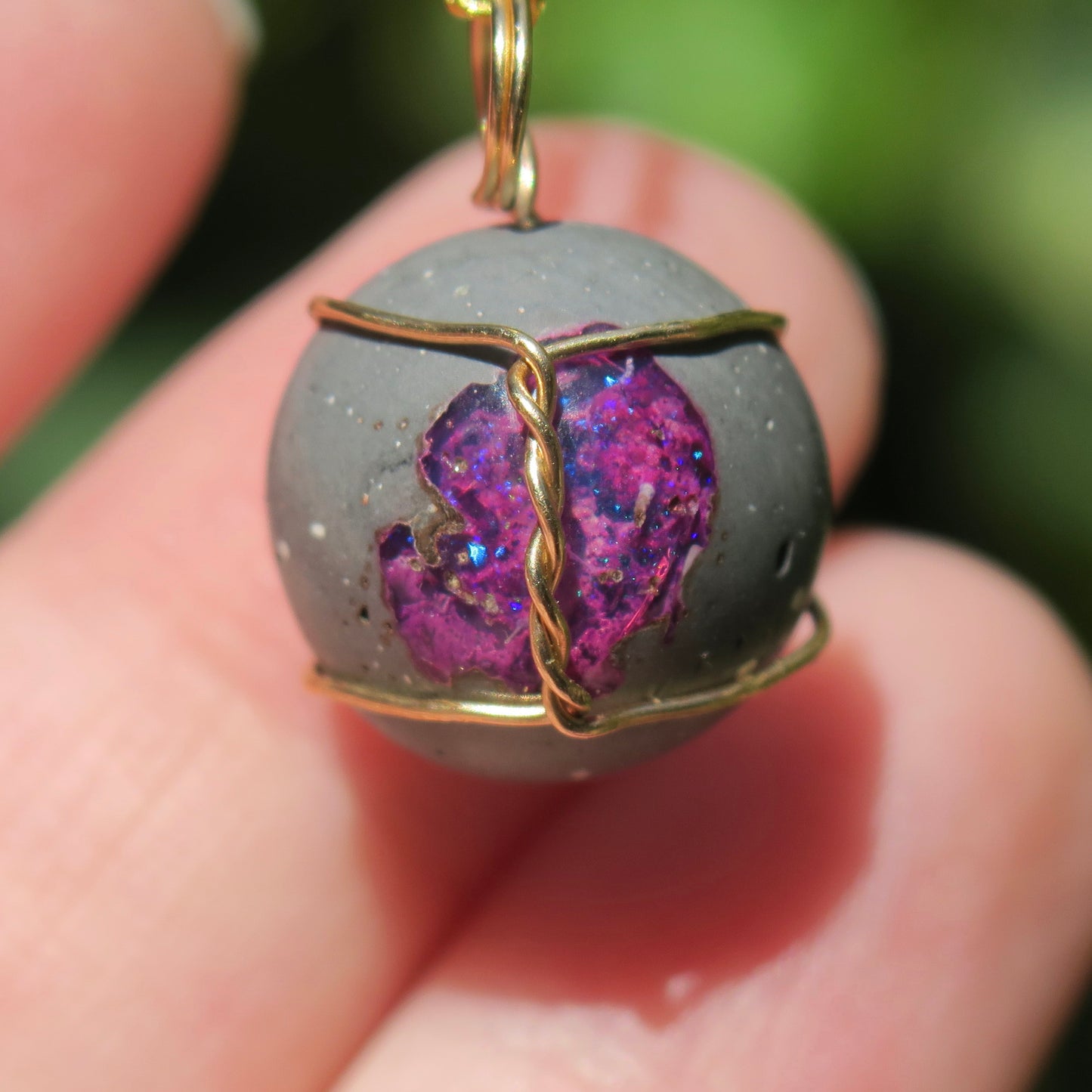 Mexican Cantera Fire Opal Pendant | 14k Gold-Fill Wire