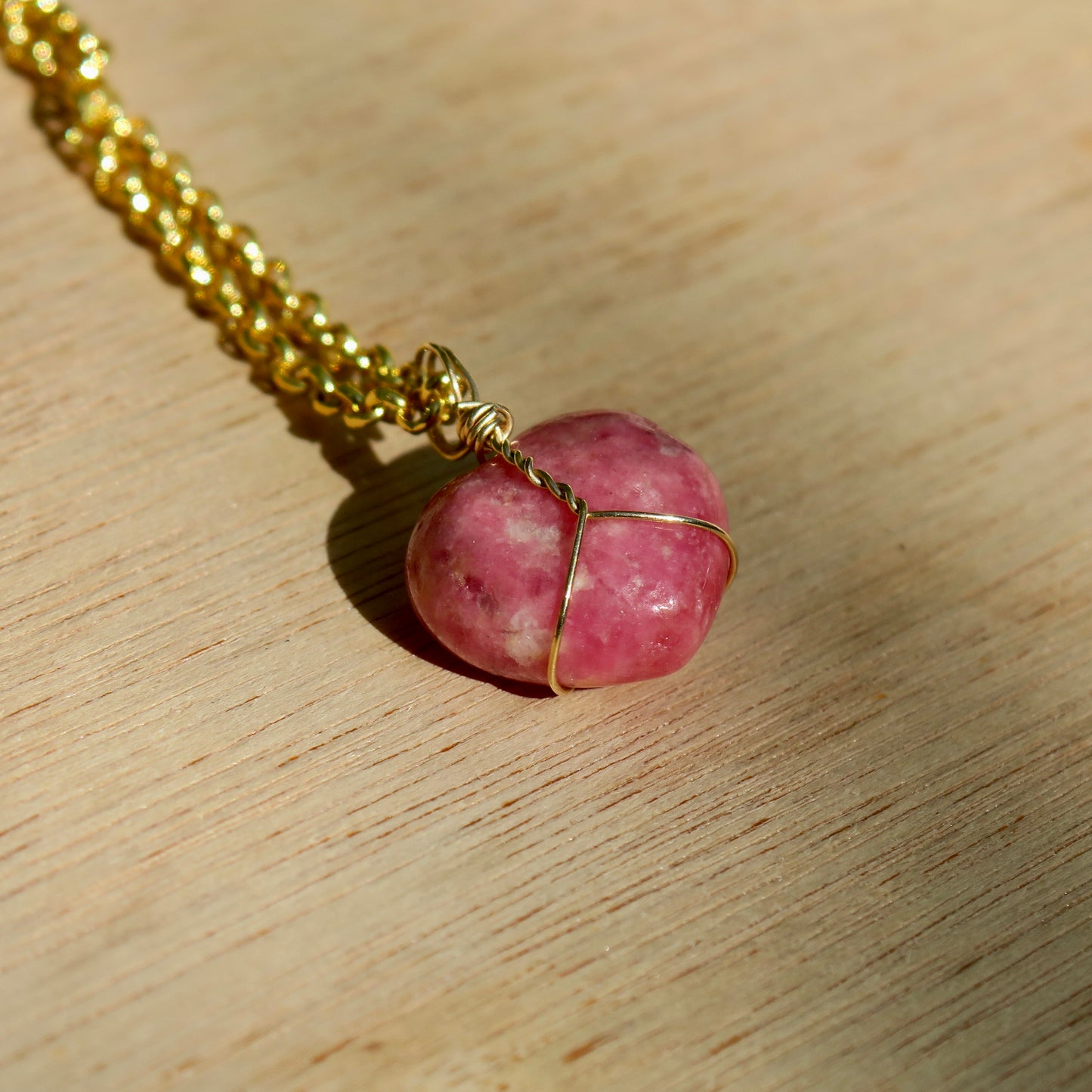 Rhodonite Heart Pendant | 14k Gold-Fill
