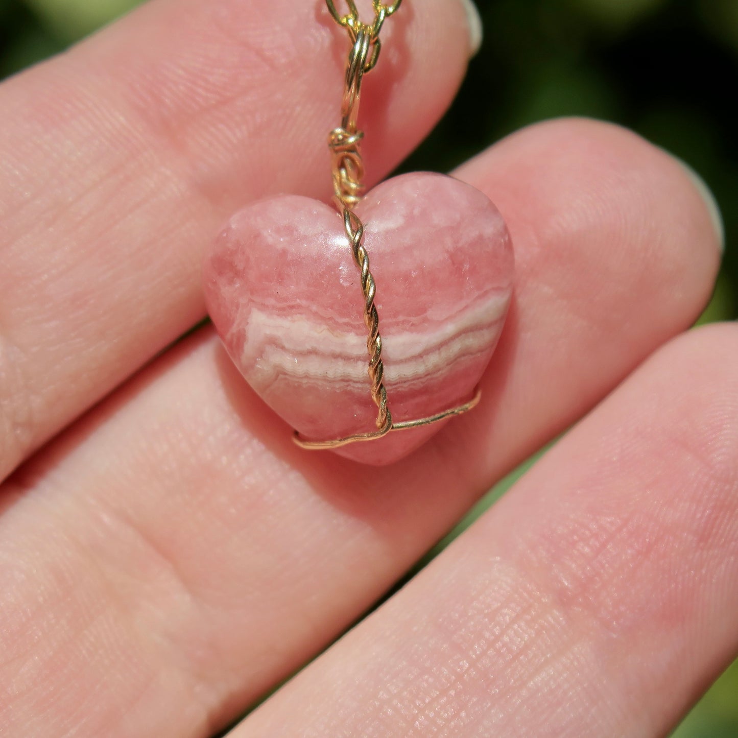 Rhodochrosite Heart Pendant | 14k Gold-Fill