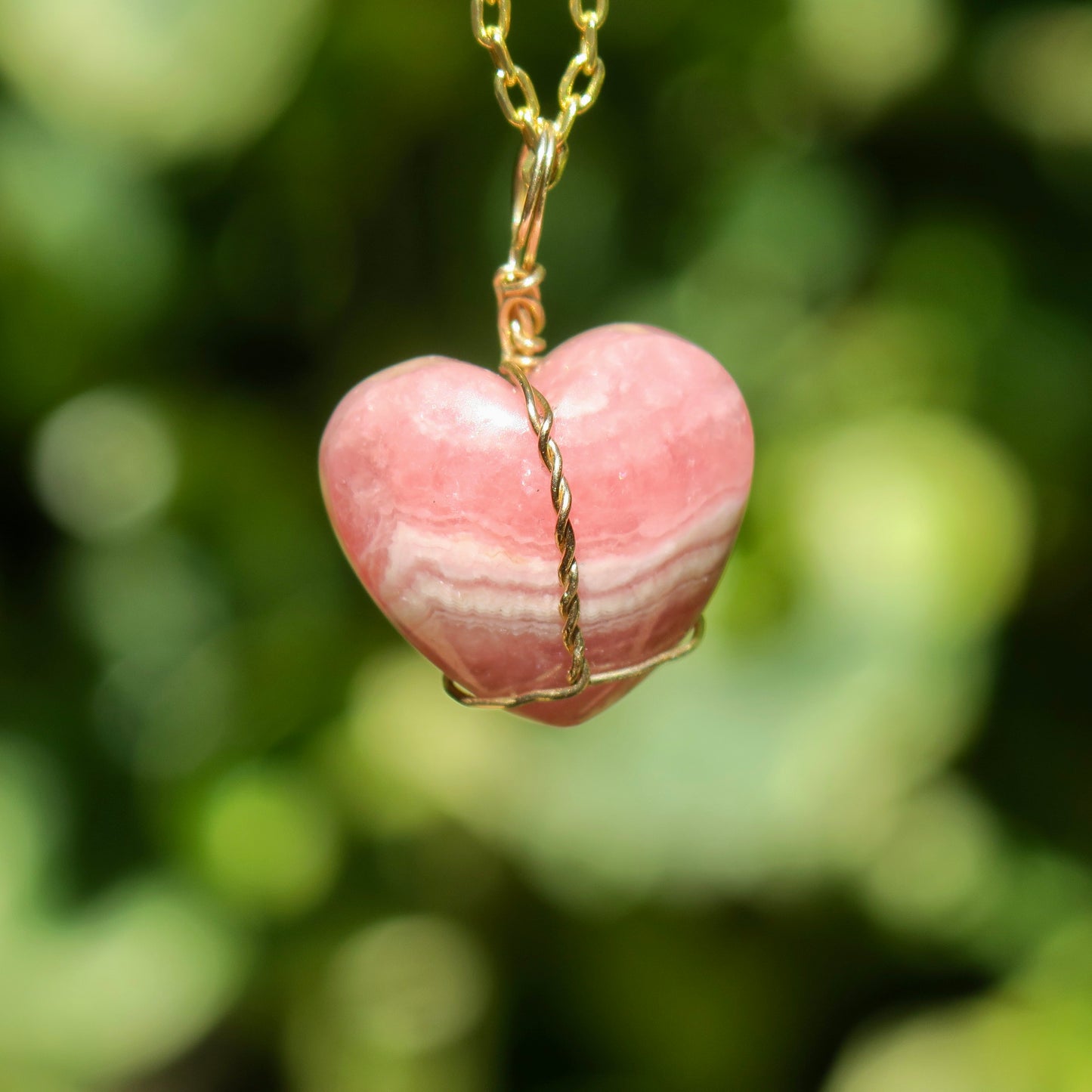 Rhodochrosite Heart Pendant | 14k Gold-Fill
