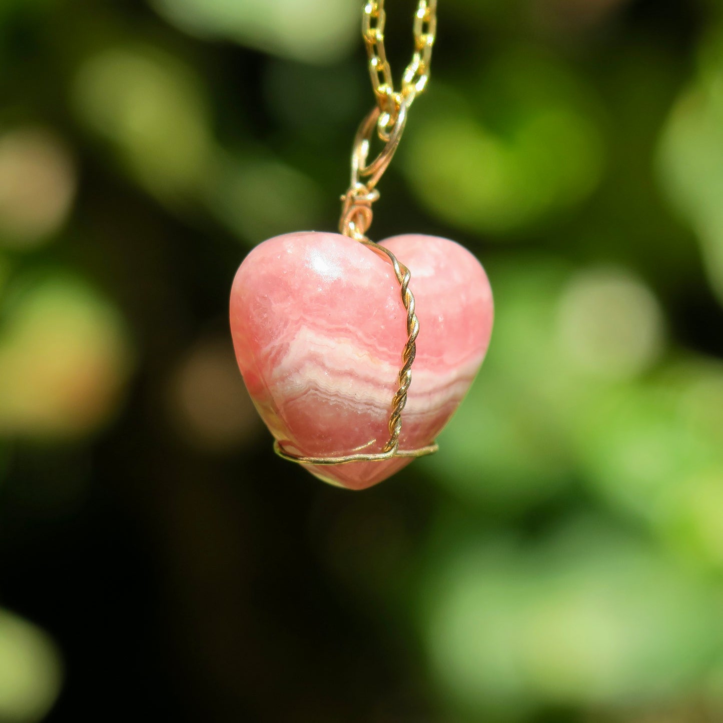 Rhodochrosite Heart Pendant | 14k Gold-Fill