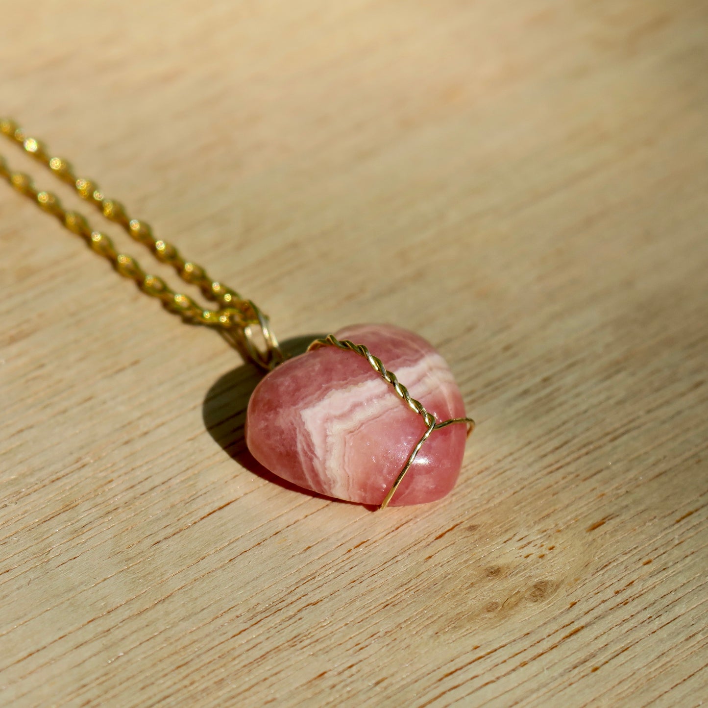 Rhodochrosite Heart Pendant | 14k Gold-Fill