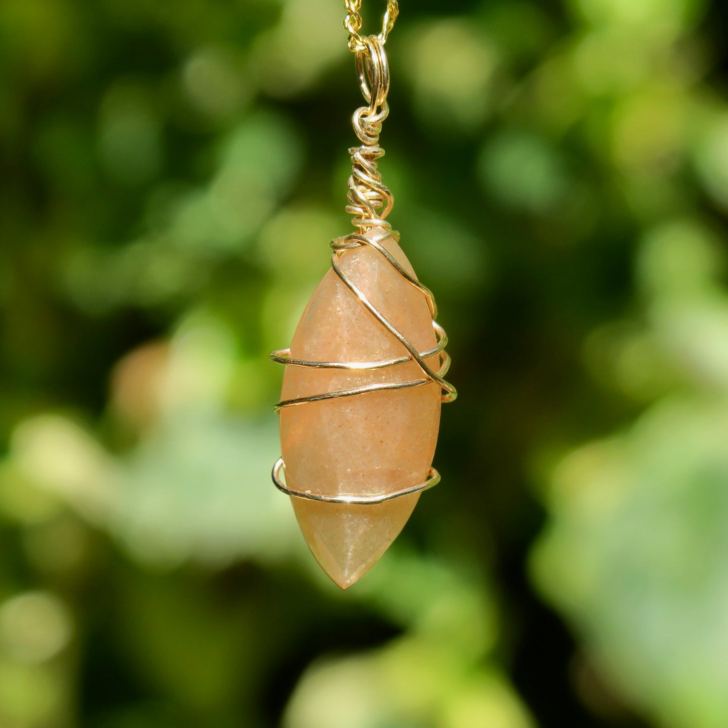 Peach Moonstone Pendant | 14k Gold-Fill