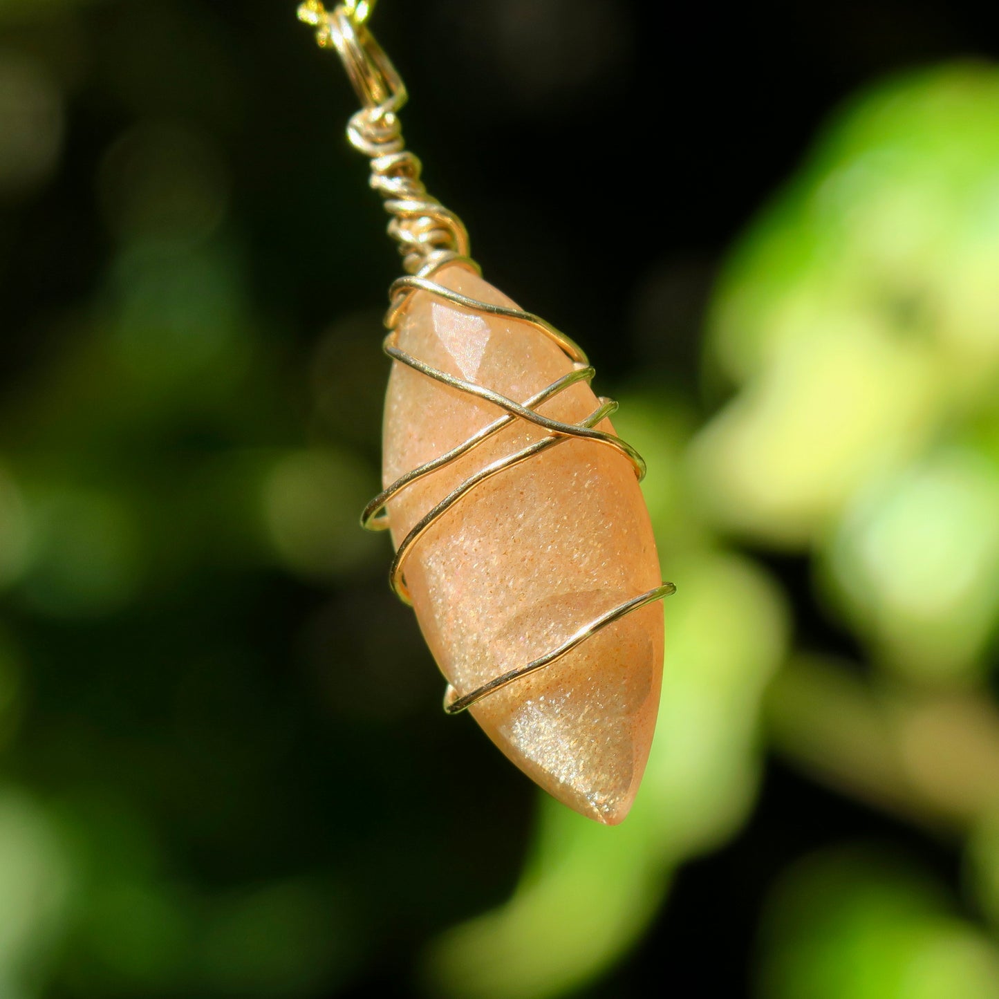 Peach Moonstone Pendant | 14k Gold-Fill