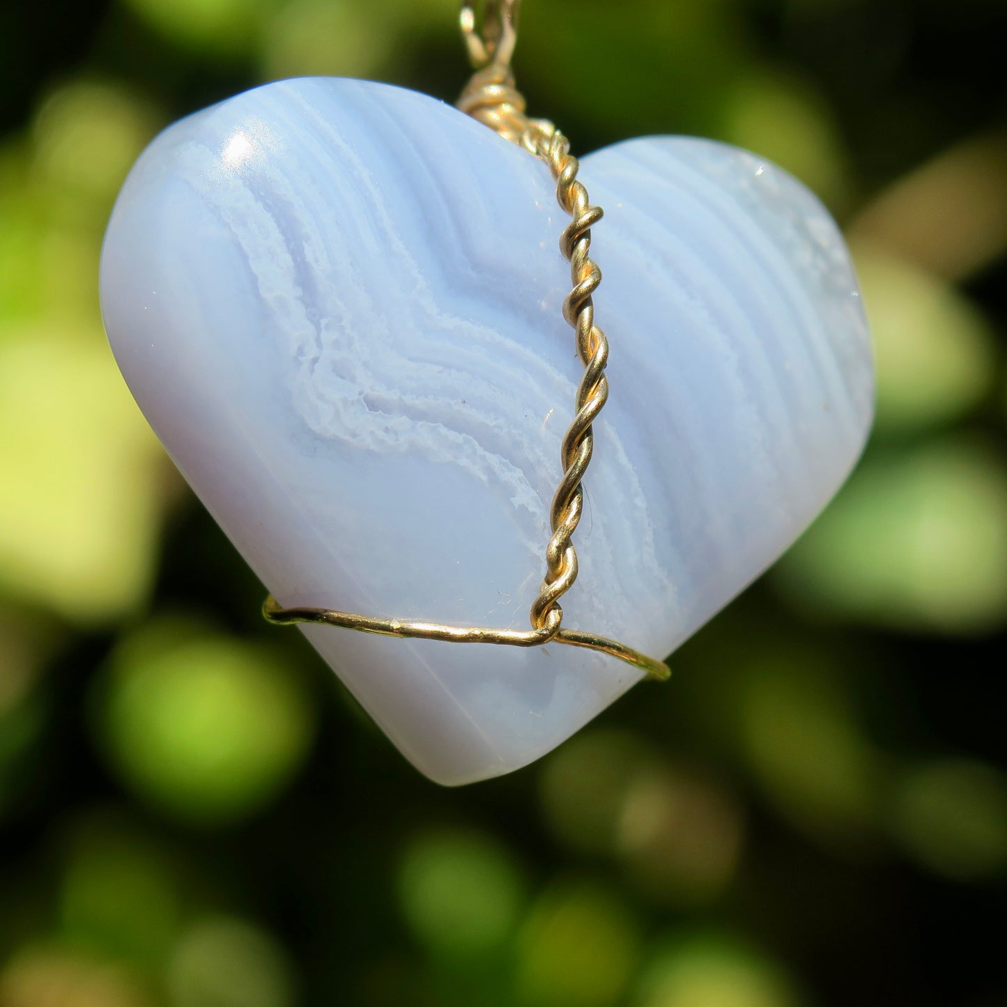 Large Blue Lace Heart Pendant | 14k Gold-Fill