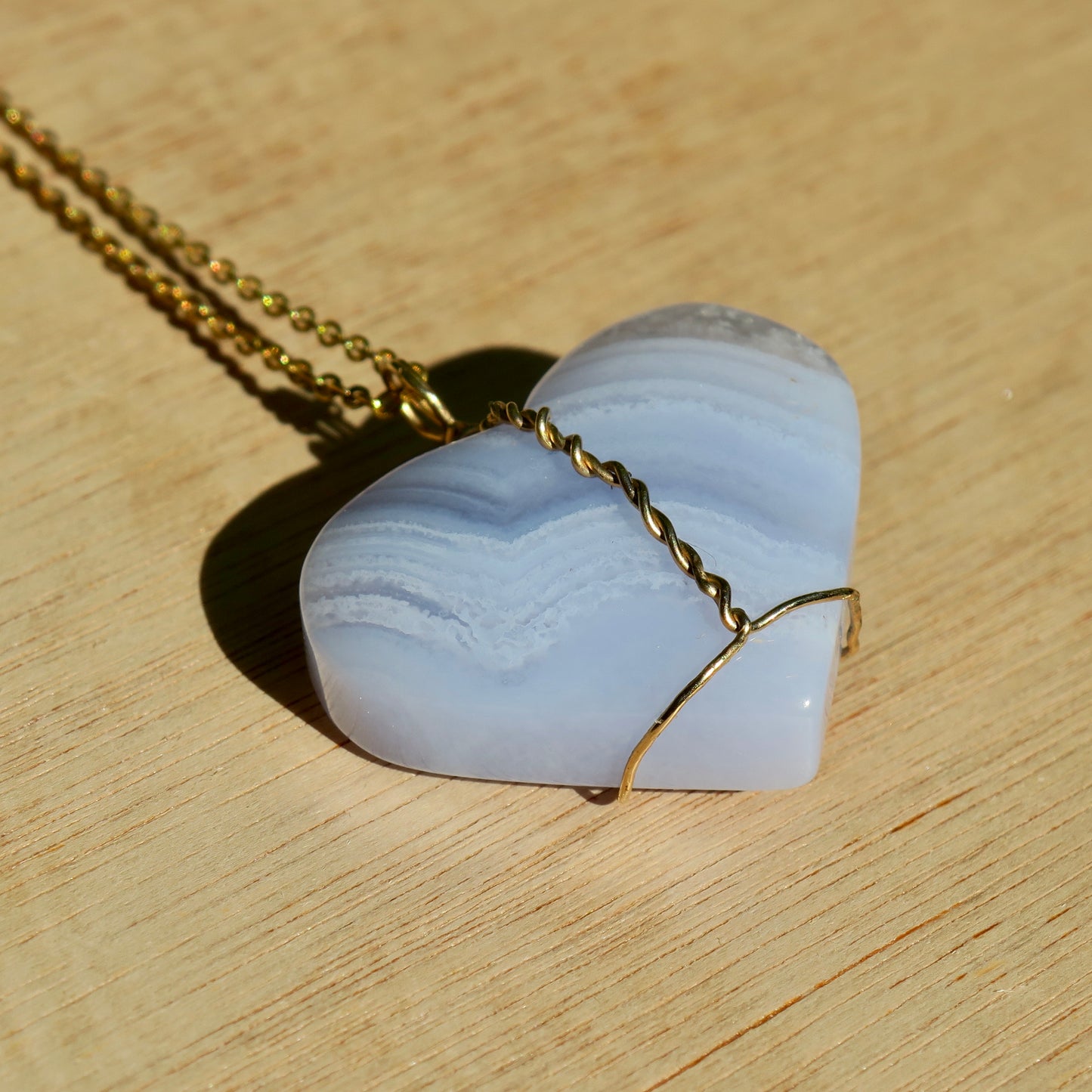 Large Blue Lace Heart Pendant | 14k Gold-Fill