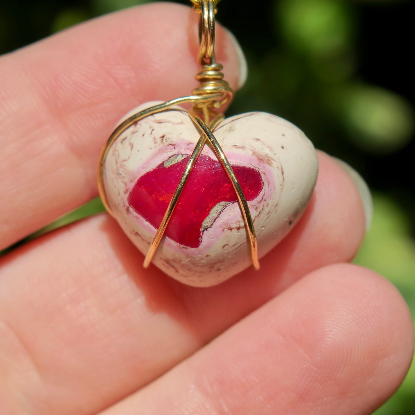 Mexican Cantera Opal Heart Pendant | 14k Gold-Fill