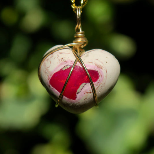 Mexican Cantera Opal Heart Pendant | 14k Gold-Fill