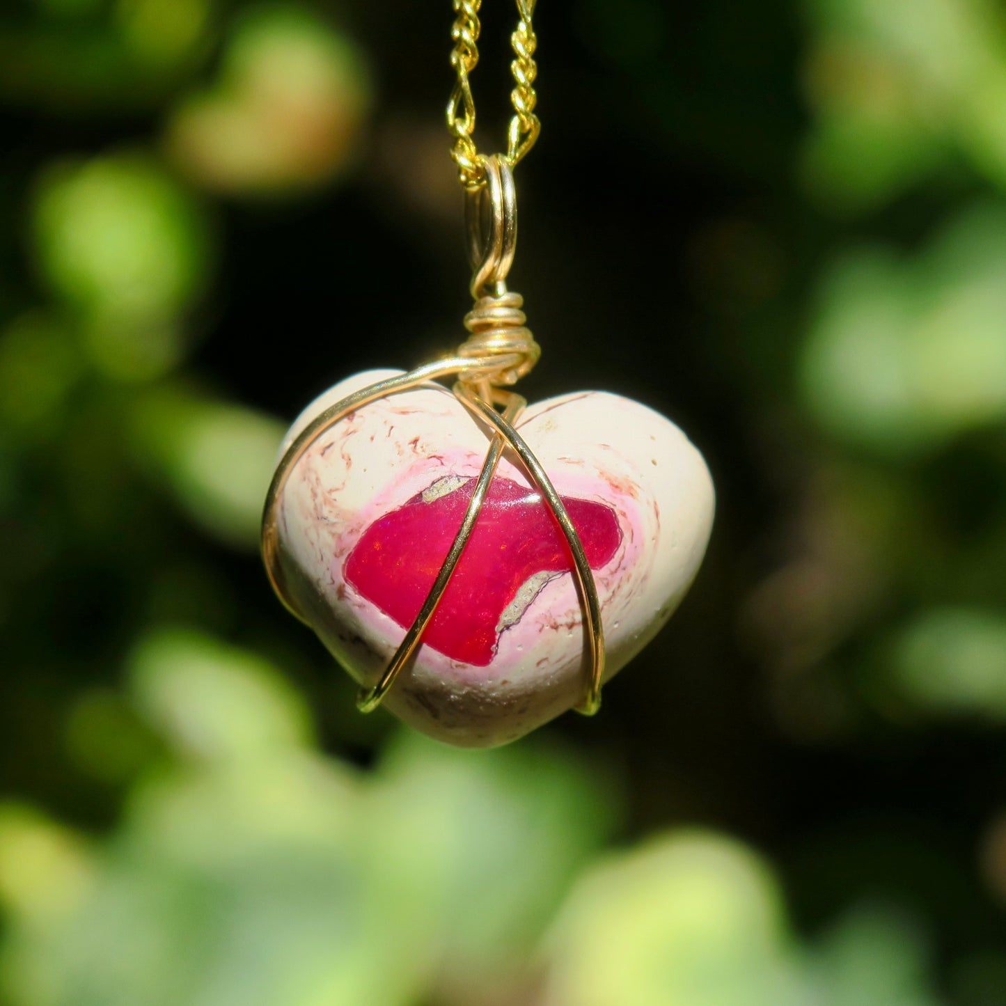 Mexican Cantera Opal Heart Pendant | 14k Gold-Fill