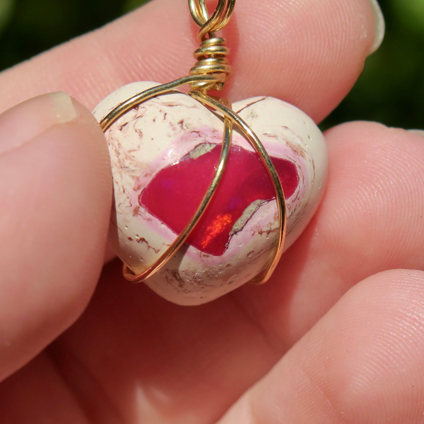 Mexican Cantera Opal Heart Pendant | 14k Gold-Fill