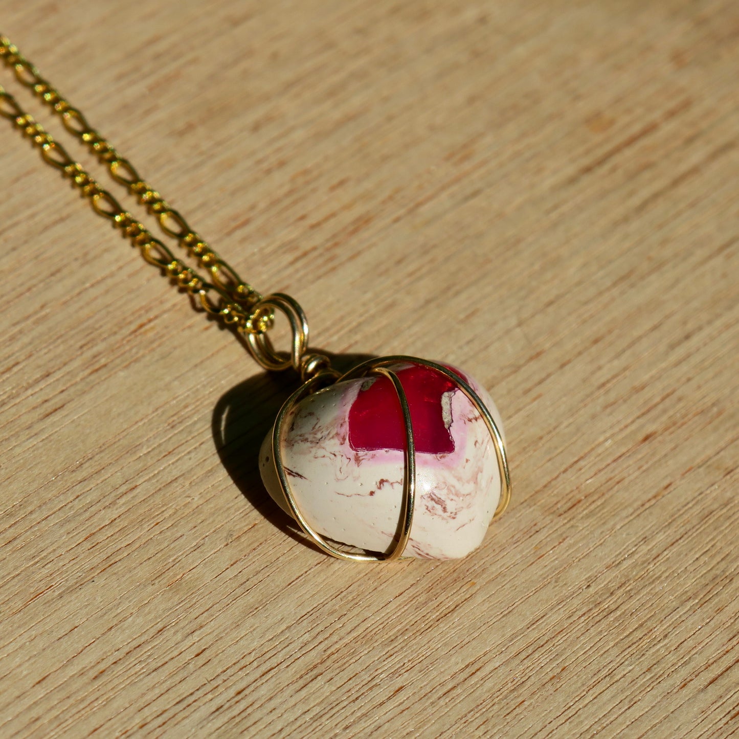 Mexican Cantera Opal Heart Pendant | 14k Gold-Fill