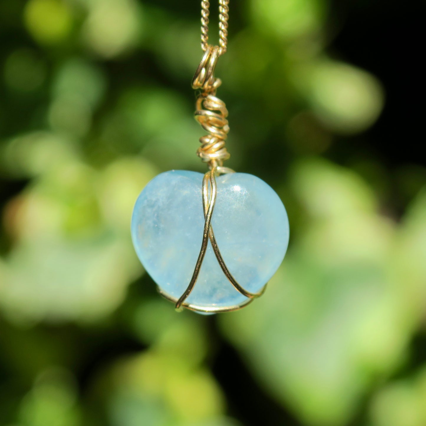 Aquamarine Heart Pendant | 14k Gold-Fill