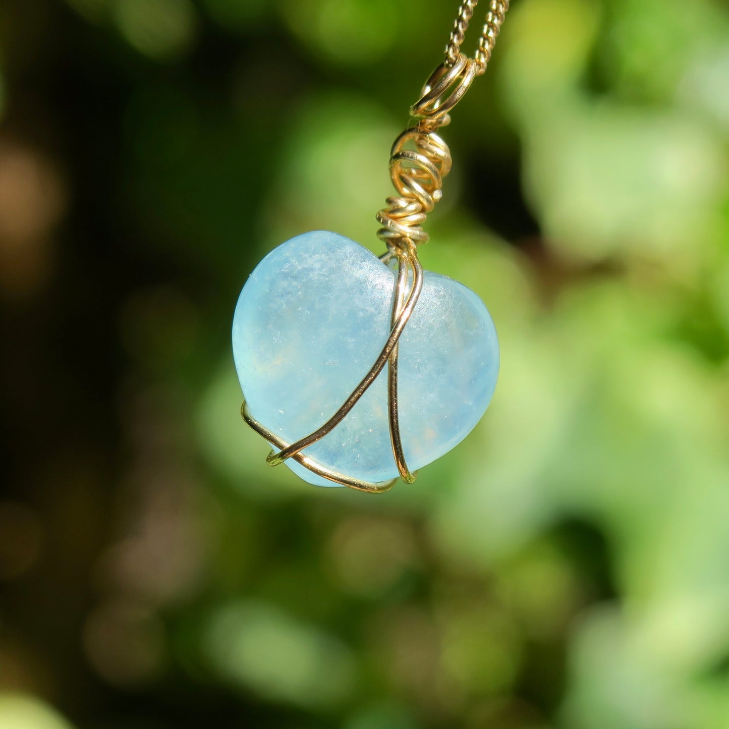 Aquamarine Heart Pendant | 14k Gold-Fill