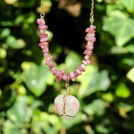 Pink Tourmaline Necklace Pendant | Gold Plated Sterling Silver Chain