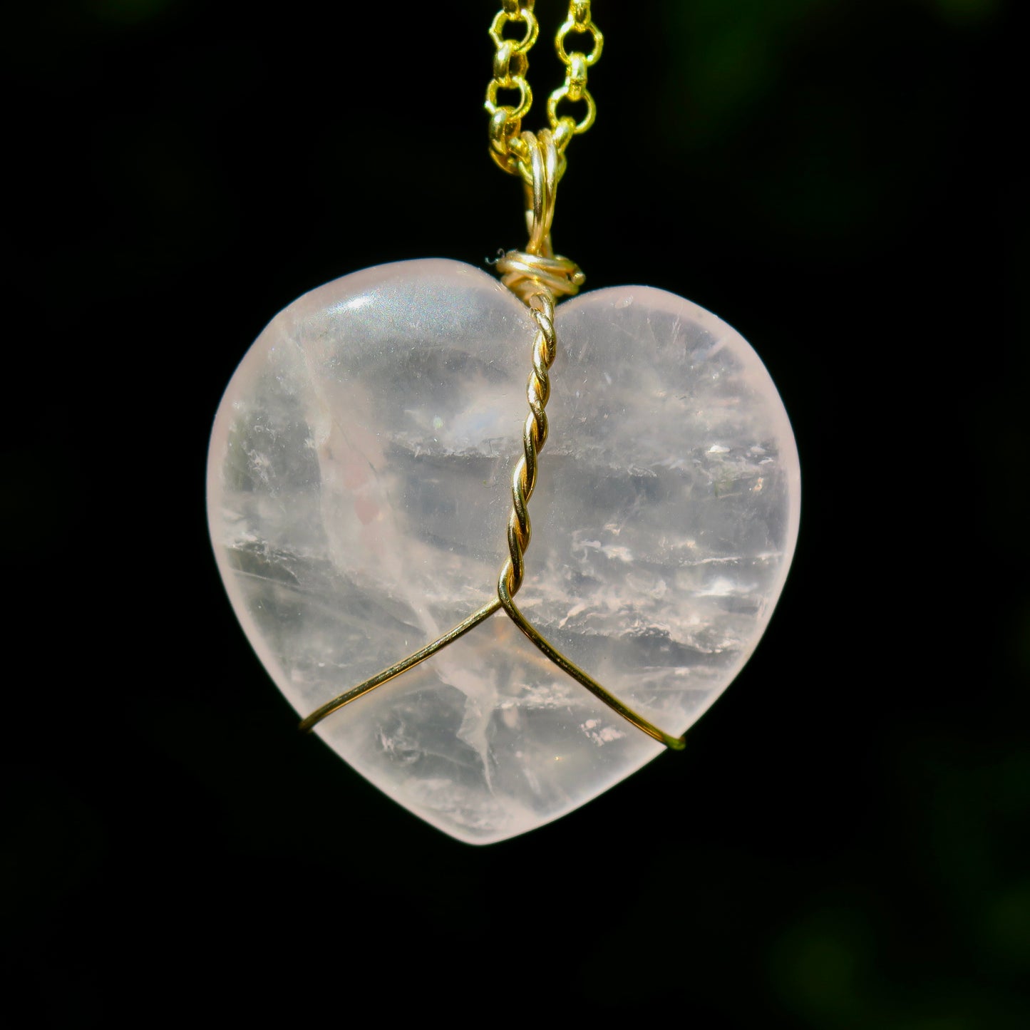 Large Rose Quartz Heart Pendant | 14k Gold-Fill