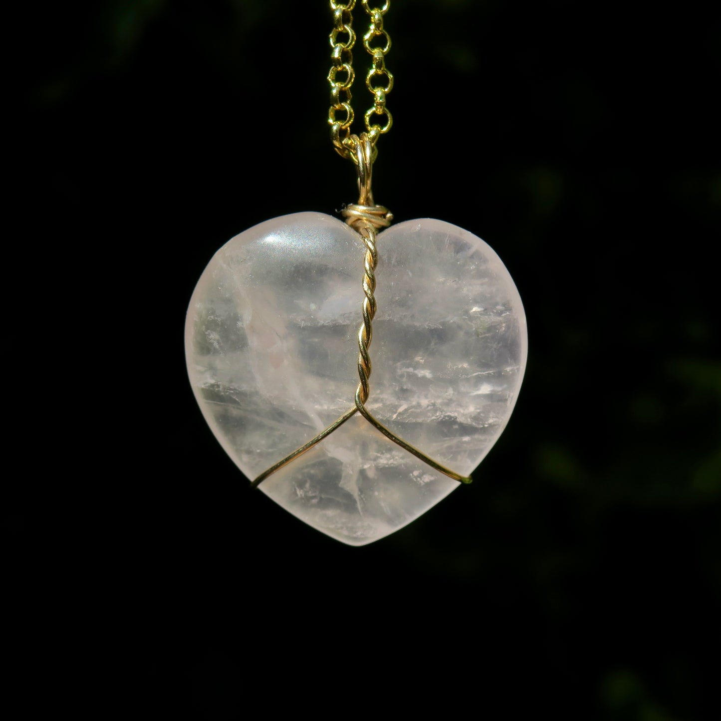 Large Rose Quartz Heart Pendant | 14k Gold-Fill