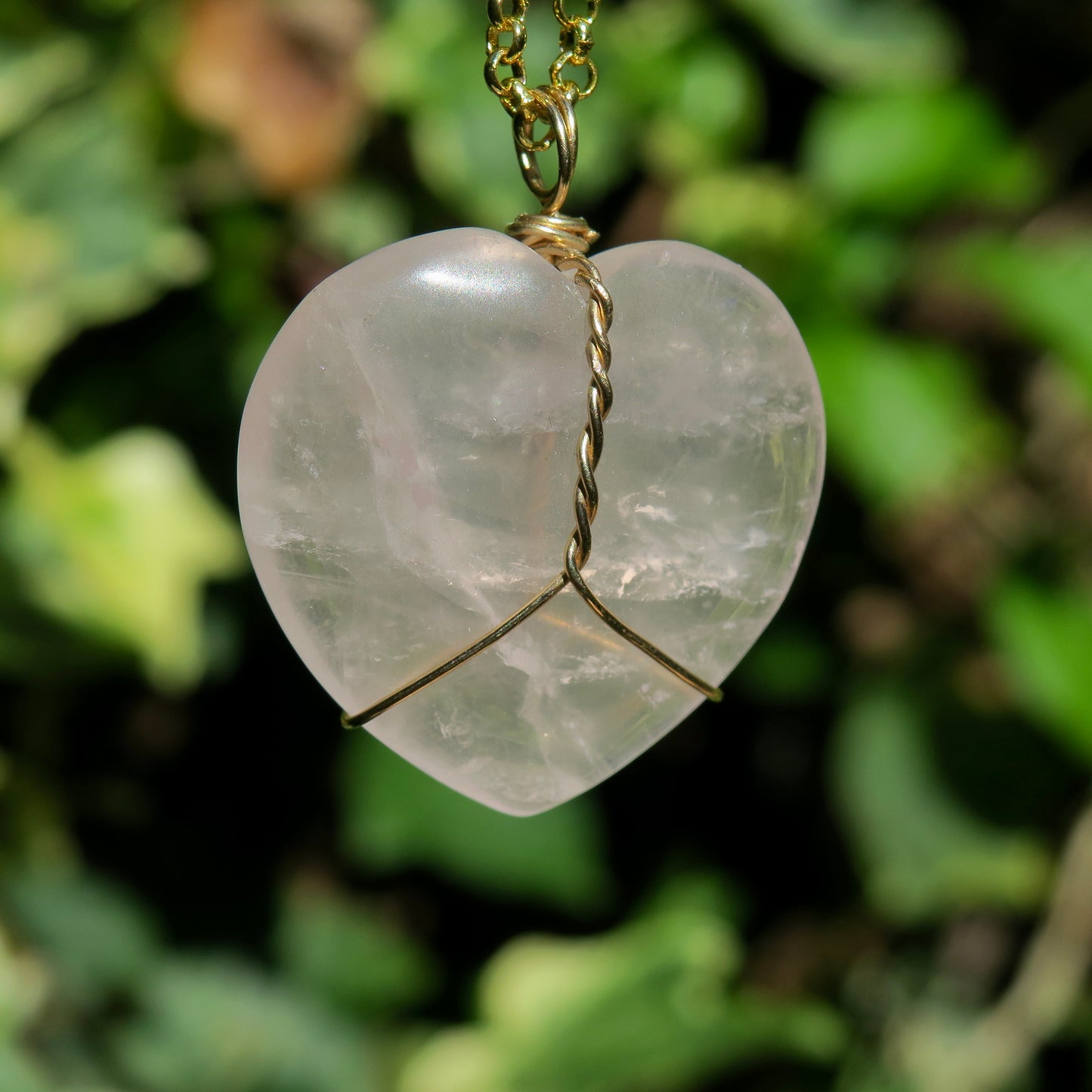 Large Rose Quartz Heart Pendant | 14k Gold-Fill