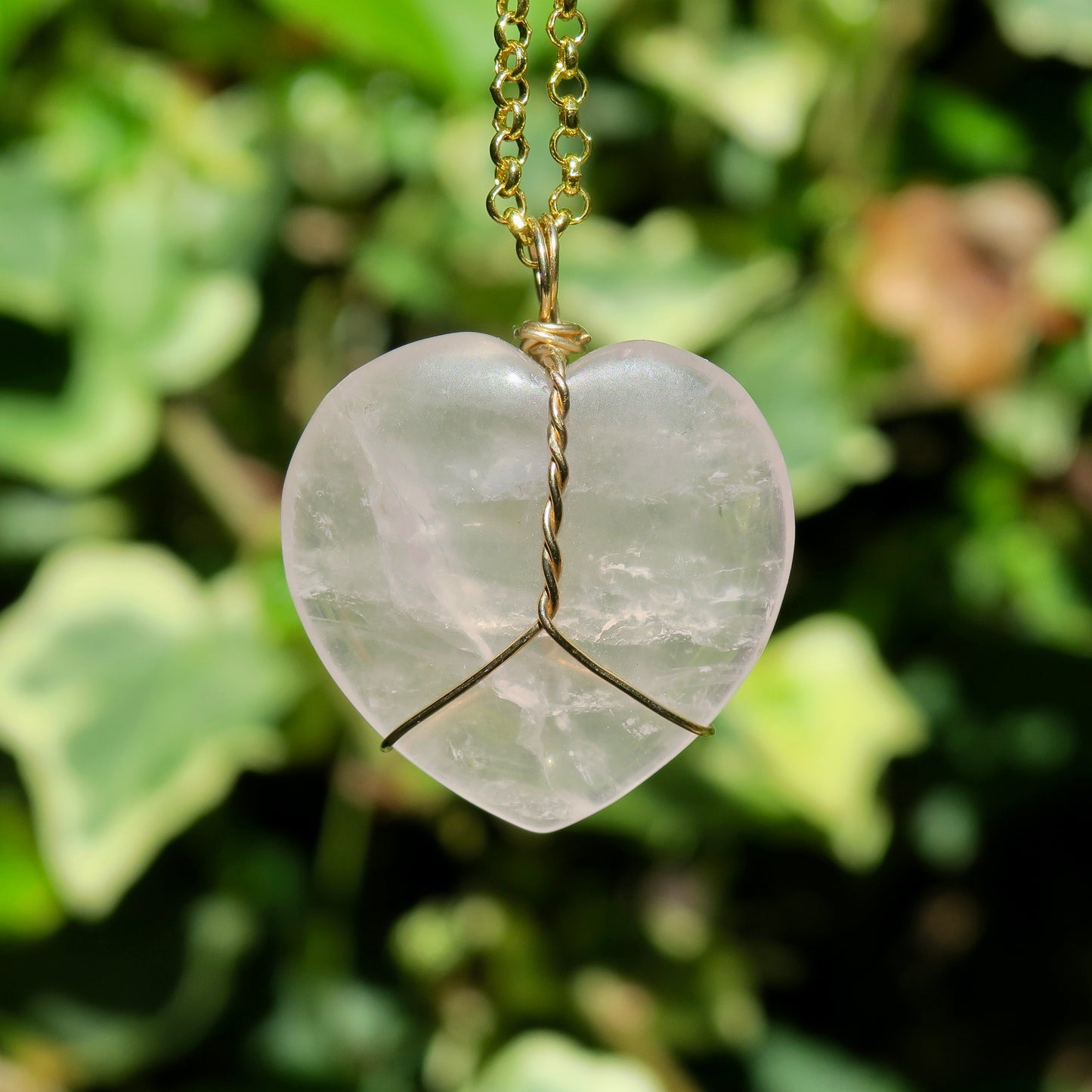Large Rose Quartz Heart Pendant | 14k Gold-Fill