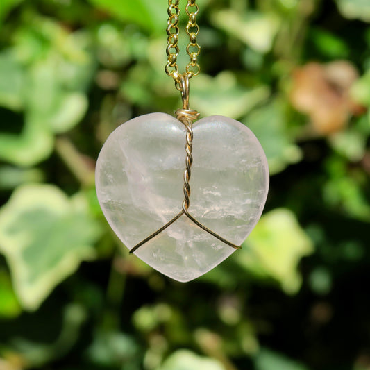 Large Rose Quartz Heart Pendant | 14k Gold-Fill